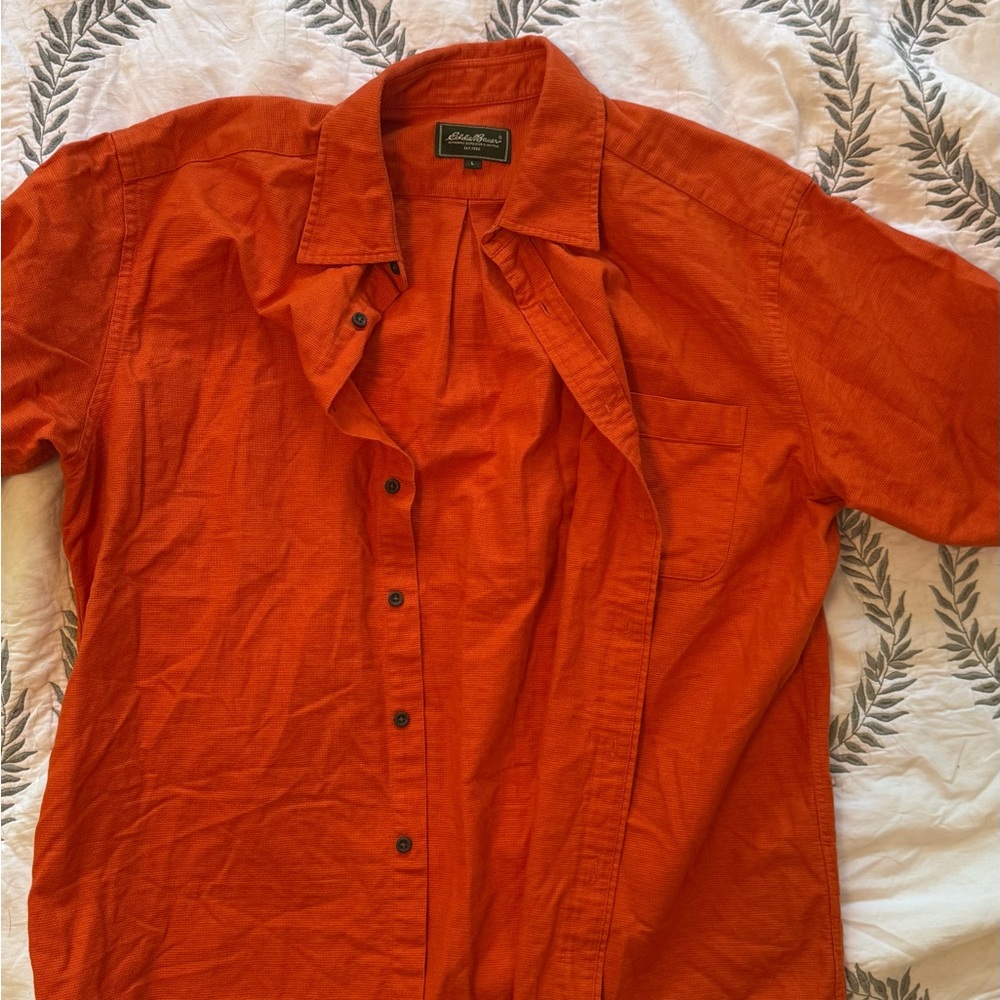 Eddie Bauer Shirt Mens Large Short Sleeve Button Up Pockets Casual Adult